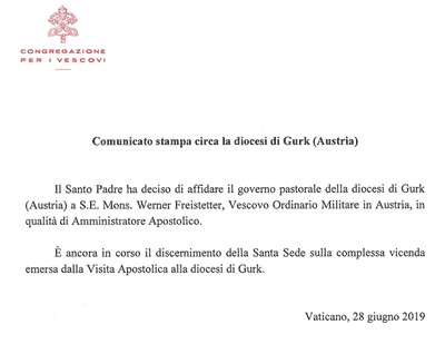 Comunicato 28.06.2019 Comunicato 28.06.2019